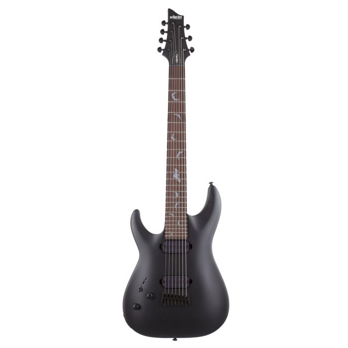 Schecter Damien-7 LH 7-String Electric Guitar, Satin Black front view