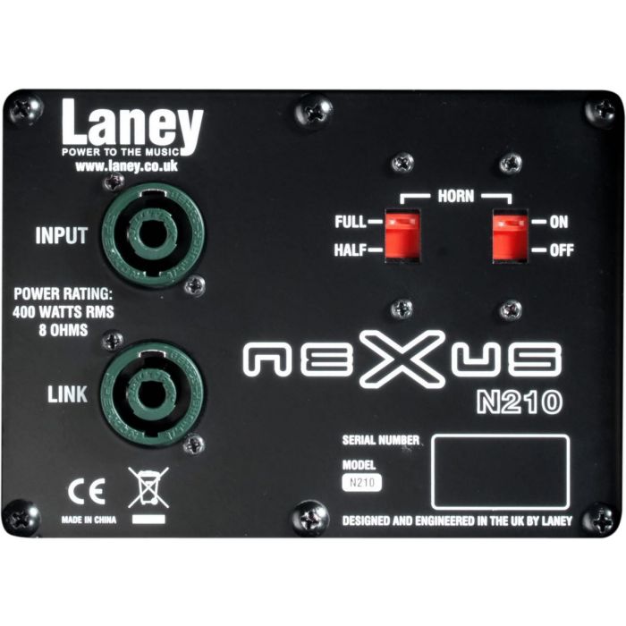 Laney N210 Nexus 2x10" Bass Extension Cabinet Control Panel
