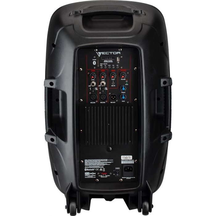 Back View of HH Electronics VECTOR VRE-12AG2 800W Active PA Speaker Black
