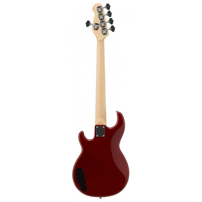 Rear view of a Yamaha GBB235RBR 5 string Electric Bass, Raspberry Red