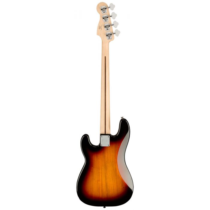 Rear view of a Squier Affinity Precision Bass PJ in 3-Color Sunburst