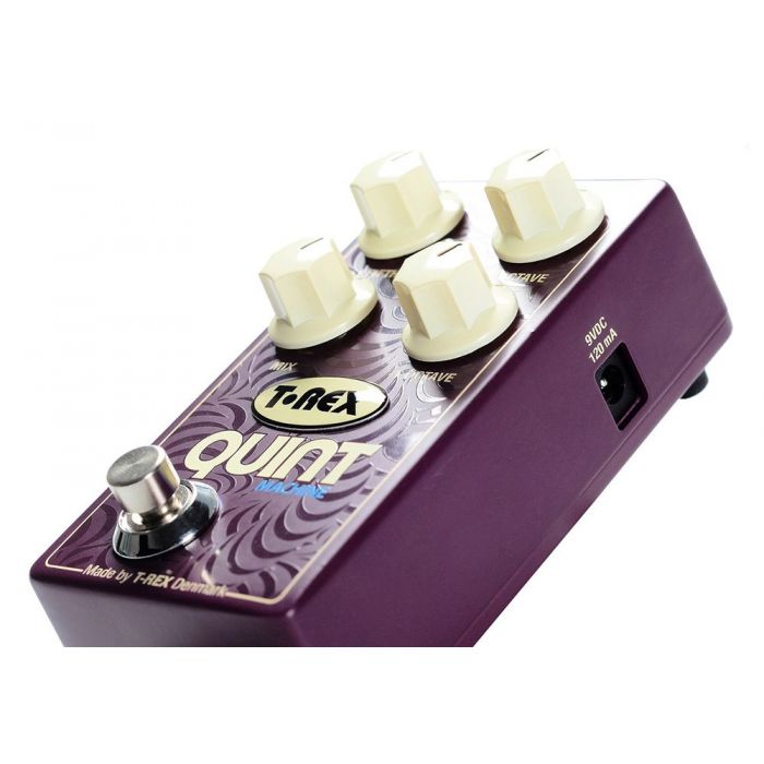 Angled view of a T-Rex Quint Machine Octave Shift Effects Pedal
