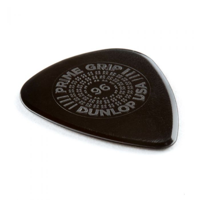 Angled view of a Dunlop Prime Grip Delrin 500 .96mm Guitar Pick