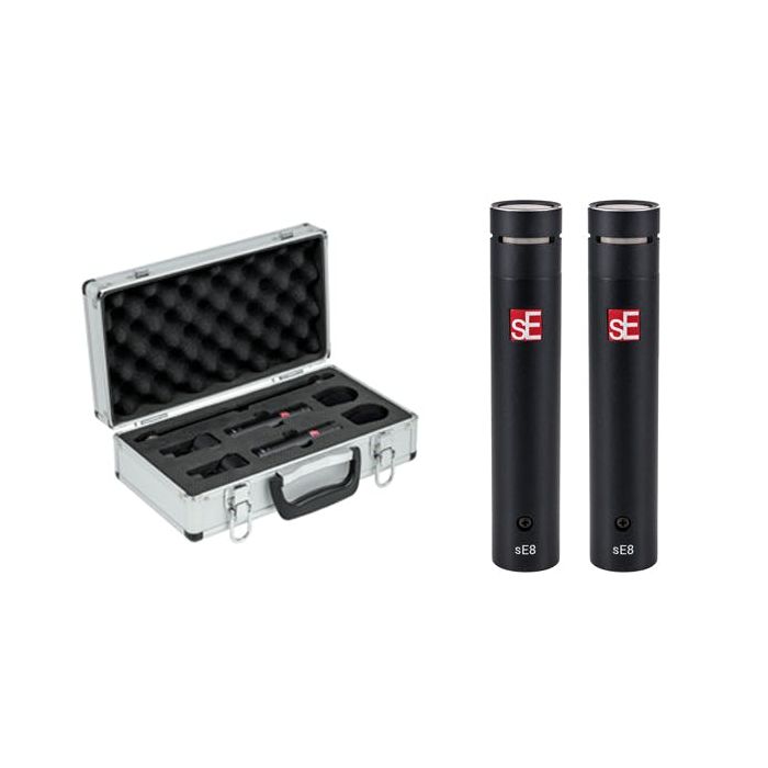 View of the case and microphones included in the sE Electronics SE8 Omni Diaphragm Microphone Pair