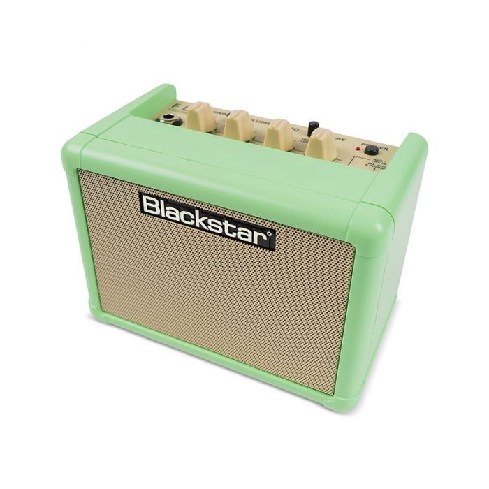 Left-angled view of a Blackstar Fly3 3w Battery Powered Combo, Surf Green