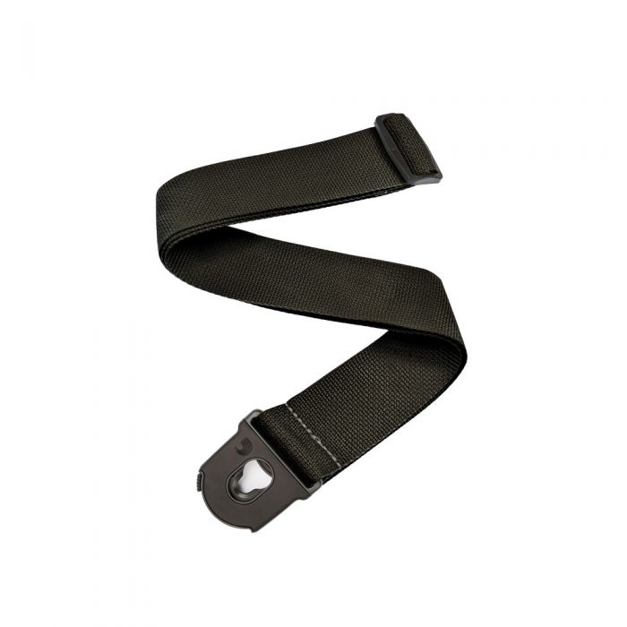 D'Addario Planet Lock Poly Pro Guitar Strap in Black Front View