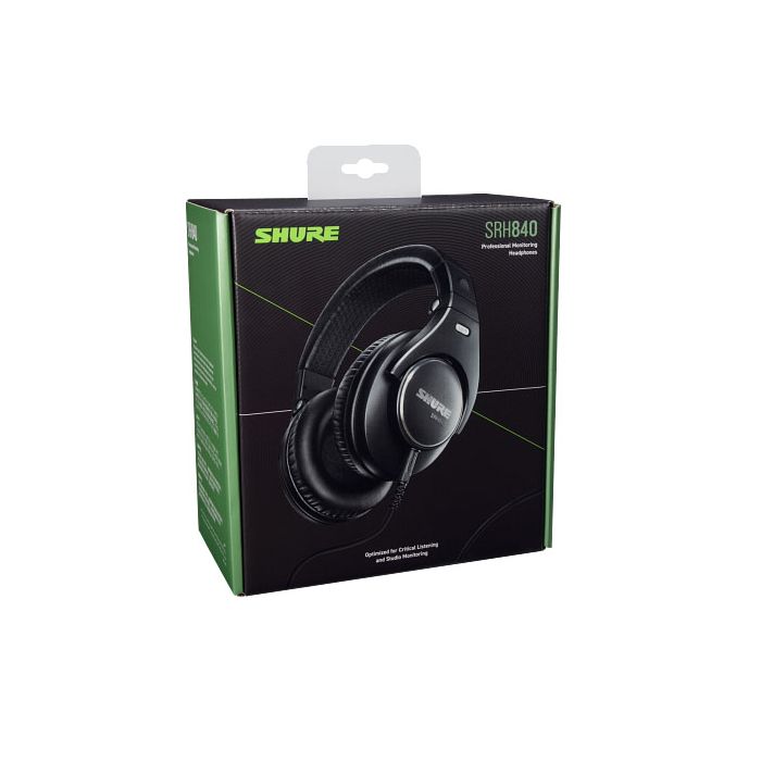 Packaged view of the Shure SRH840 Professional Monitoring Headphones