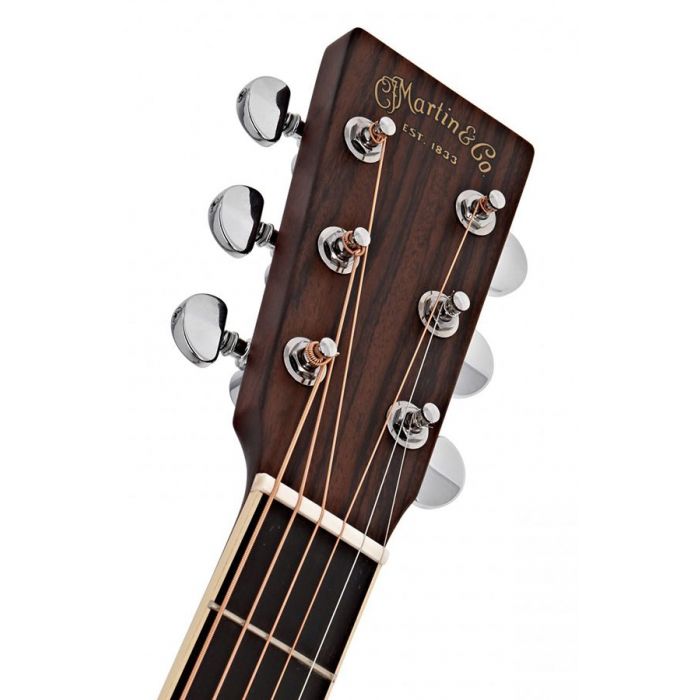 Closeup of the headstock on a Martin D-35 Re-imagined Acoustic Guitar