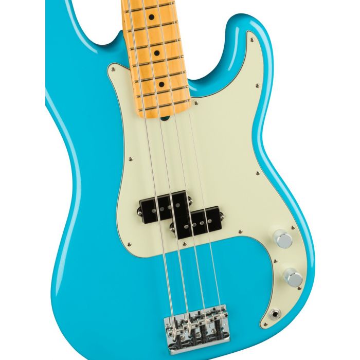 Fender American Professional II Precision Bass, MN, Miami Blue Front Body Zoom