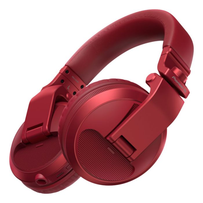 Angled view of the Pioneer HDJ-X5BT-R Bluetooth Headphones Red