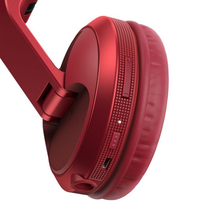 Close up view of the Pioneer HDJ-X5BT-R Bluetooth Headphones Red