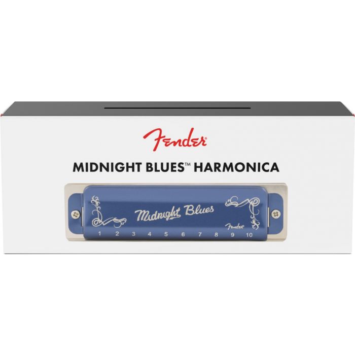 Fender Midnight Blues Harmonica, Key of B Flat Packaging