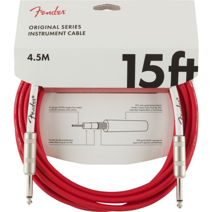 Fender Original Series Instrument Cable 15', Fiesta Red Packaging