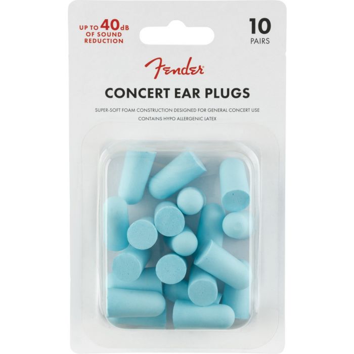 Fender Concert Ear Plugs in Daphne Blue, 10 Pairs Packaging Front
