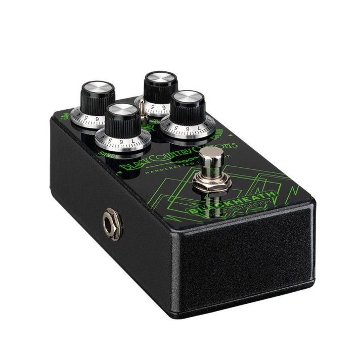 right angled view of a Black Country Customs by Laney Blackheath Bass Distortion Pedal