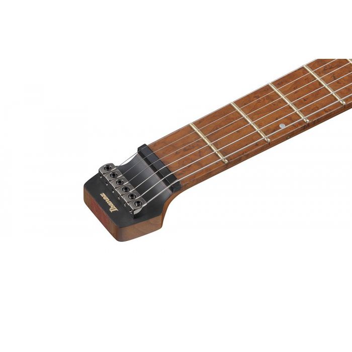Closeup of the fingerboard on an Ibanez Q52-LBM Q Series Headless Guitar HH, Laser Blue Matte
