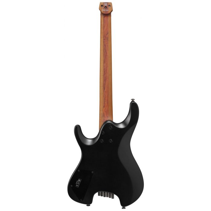 Rear view of an Ibanez QX52-BKF Q Series Headless HH Guitar, Black Flat