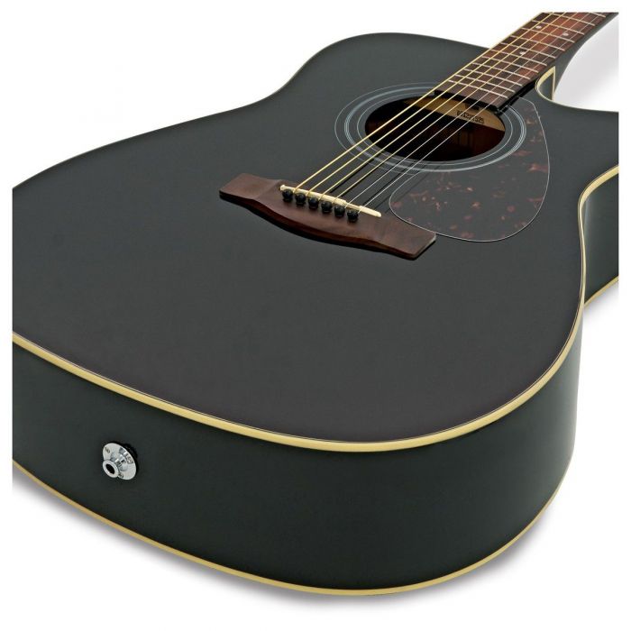 Yamaha FX370C Folk Guitar Black Close Body View