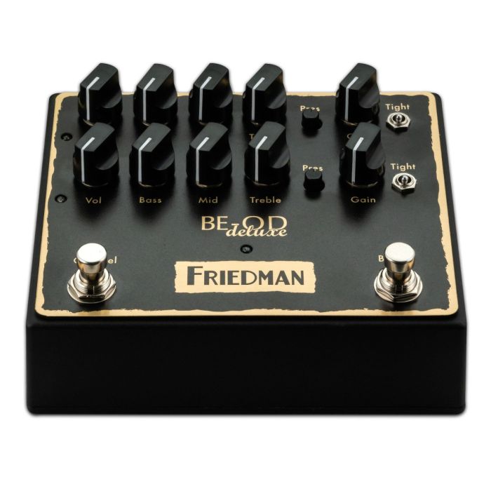 Friedman BE-OD Deluxe Dual Channel Overdrive Pedal Front Angle View