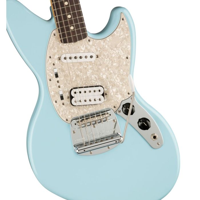 Body close up of the Fender Kurt Cobain Jag-Stang RW Sonic Blue 