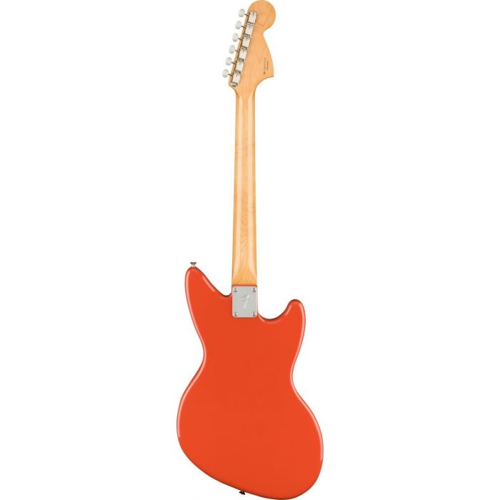 Back view of the Fender Kurt Cobain Jag-Stang Left-Handed RW Fiesta Red