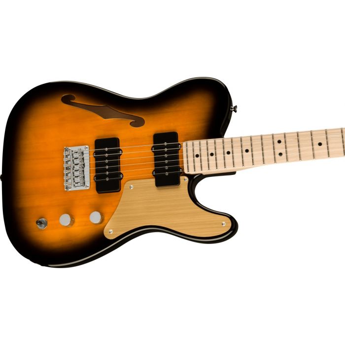Squier Paranormal Cabronita Telecaster Thinline, MN, 2-Colour Sunburst Body Side Angle View