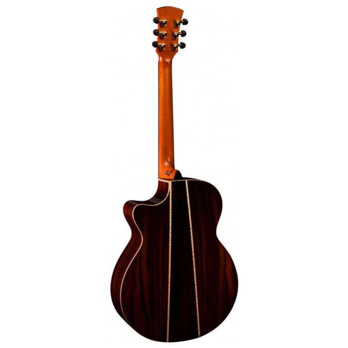 Rear angled view of a Faith FVHG3 HiGloss Venus Three Piece Back Acoustic Guitar