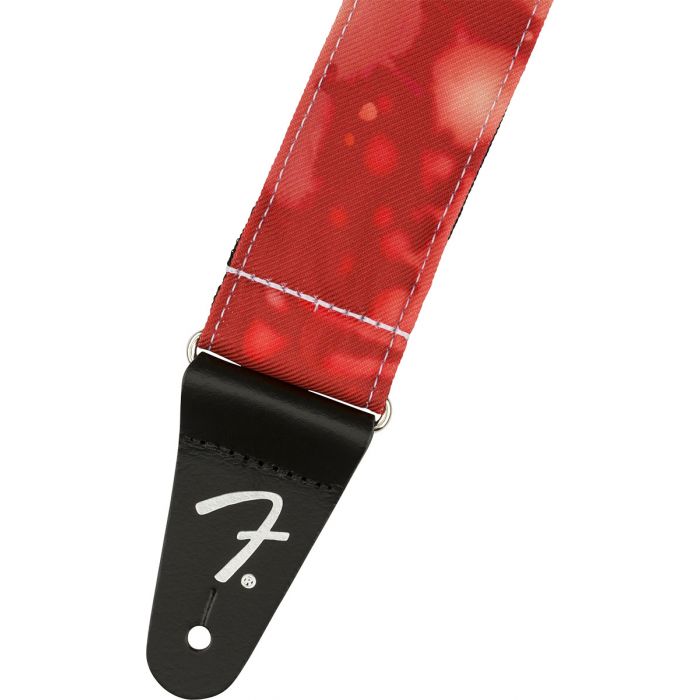 Close up view of the Fender Tie Dye Acid Wash Strap Red