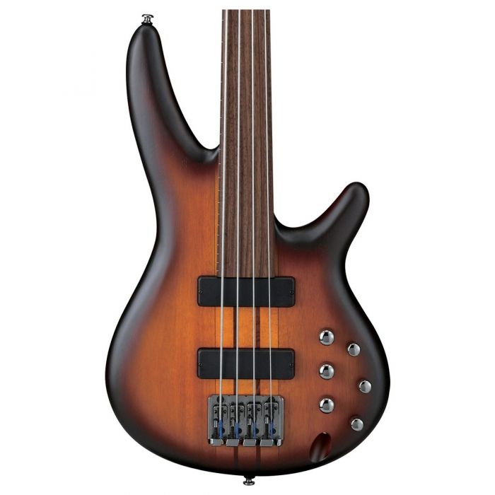 Ibanez SRF700 Fretless Bass, Brown Burst Flat Front Body View