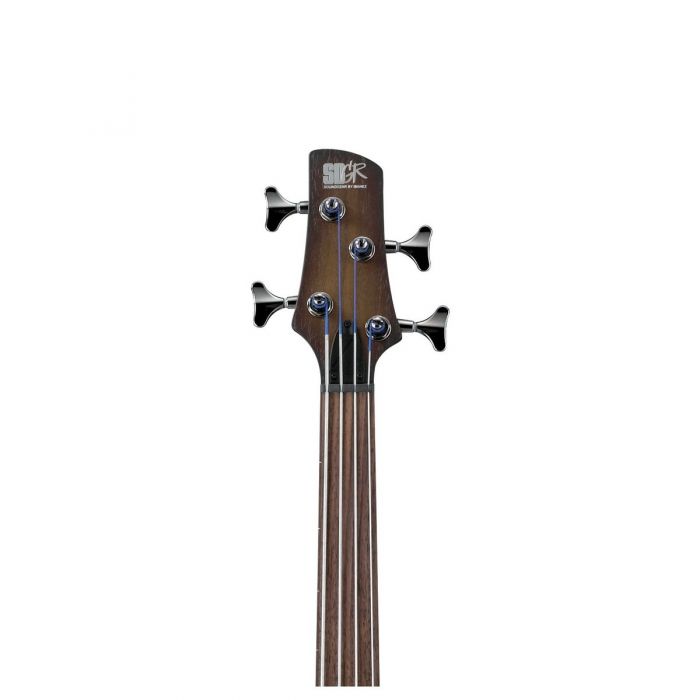 Ibanez SRF700 Fretless Bass, Brown Burst Flat Headstock Front View