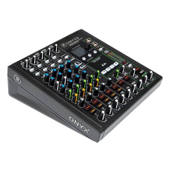 Mackie ONYX 8 8-Channel Analogue Mixer with Multi-Track USB Left Front Angled View