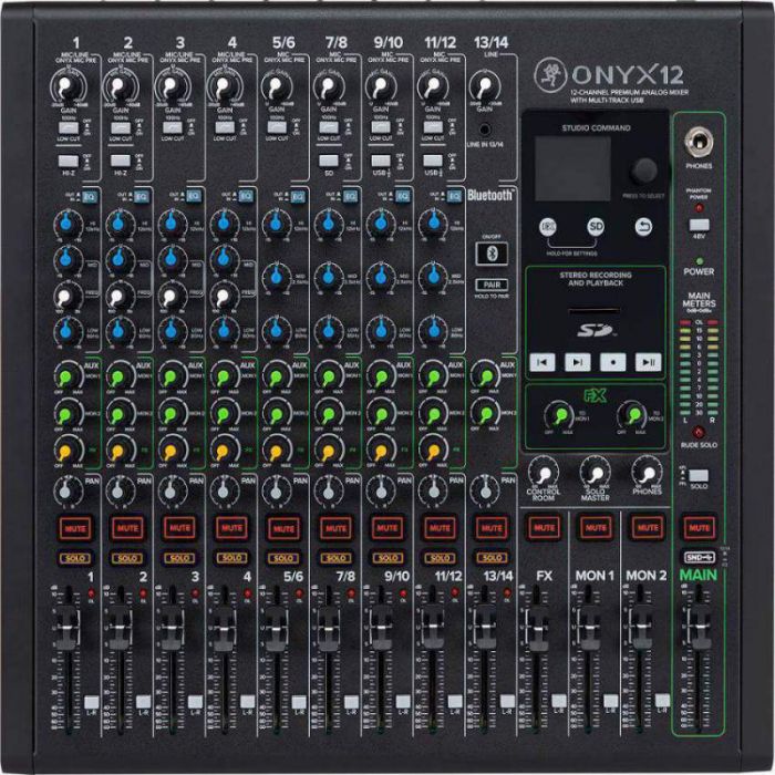 Mackie ONYX 12 12-Channel Analogue Mixer with Multi-Track Top View