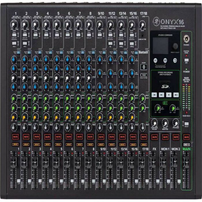Mackie ONYX 16 16-Channel Analogue Mixer with Multi-Track USB Top View