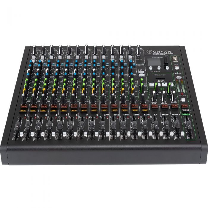 Mackie ONYX 16 16-Channel Analogue Mixer with Multi-Track USB Top Angle View