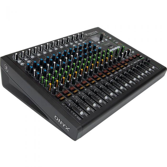 Mackie ONYX 16 16-Channel Analogue Mixer with Multi-Track USB Top Front Right Angle