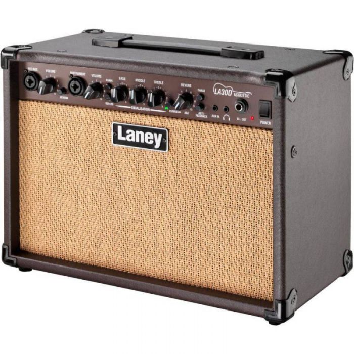 Angled view of the Laney LA30D 30W Acoustic Guitar Combo Amp