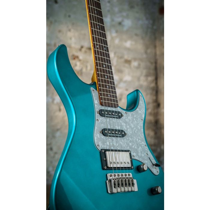Yamaha Pacifica 612 VIIX Guitar Teal Green Metallic, angled view