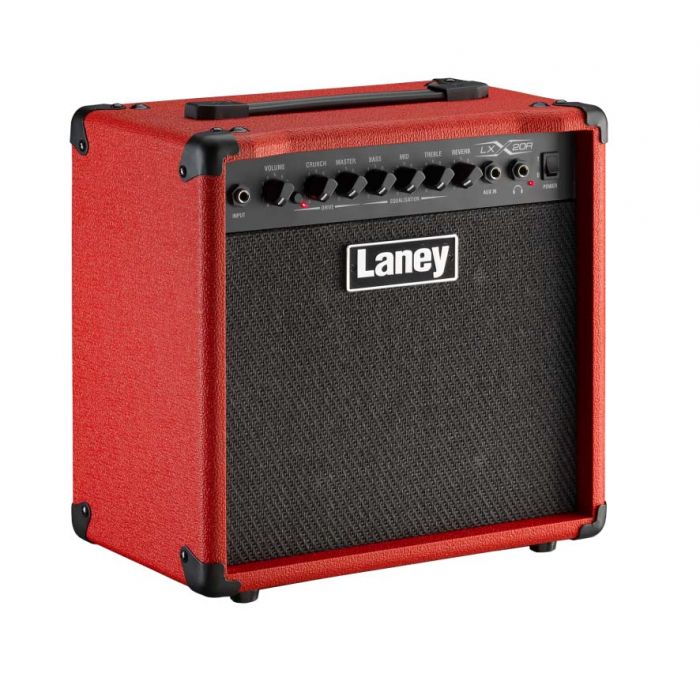 Angled view of the Laney LX Series LX20R-RED Guitar Combo Amp