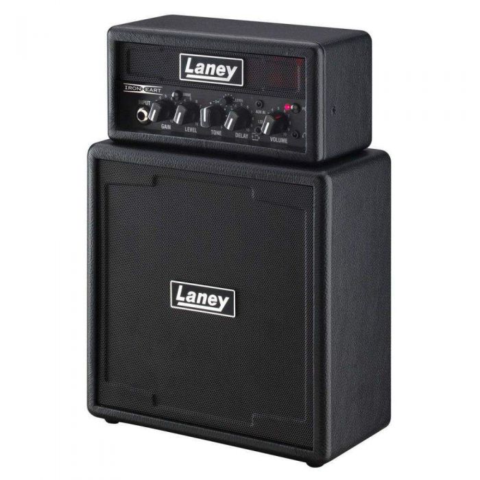 Angled view of the Laney Ironheart MINISTACK Guitar Amp