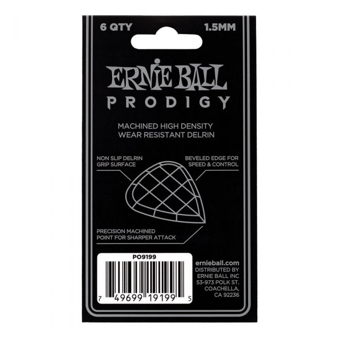 Ernie Ball Prodigy Picks 6-Pack 1.5mm Back Packet View
