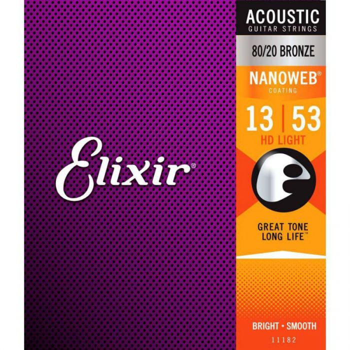 Elixir Nanoweb HD Light 80/20 Bronze 13-53 Acoustic Strings Front View