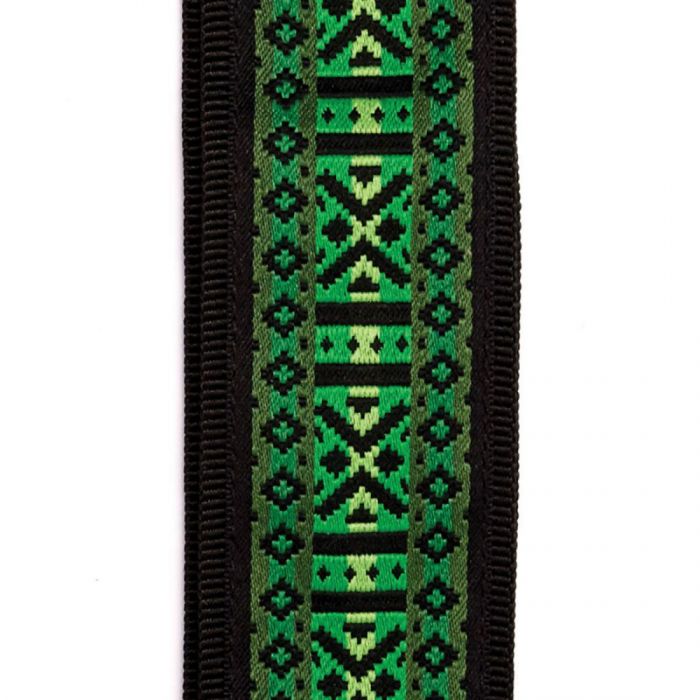 Detailed Front View of D'Addario 2" Woven Guitar Strap Monterey 3 in Green