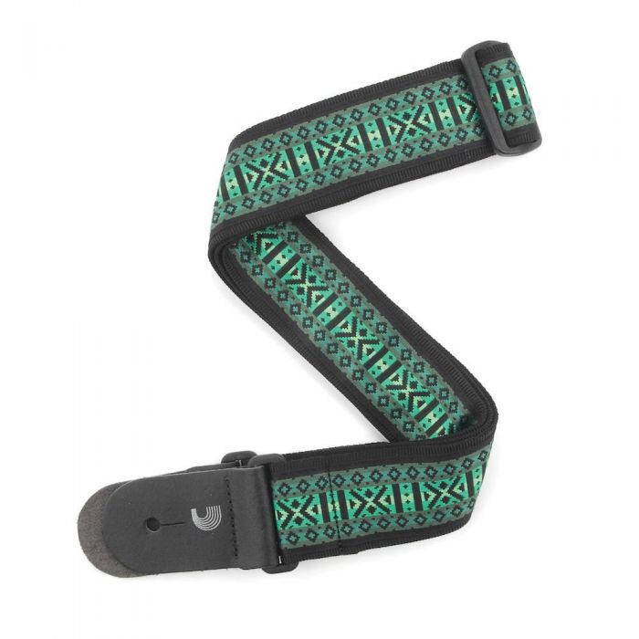 Front View of D'Addario 2" Woven Guitar Strap Monterey 3 in Green