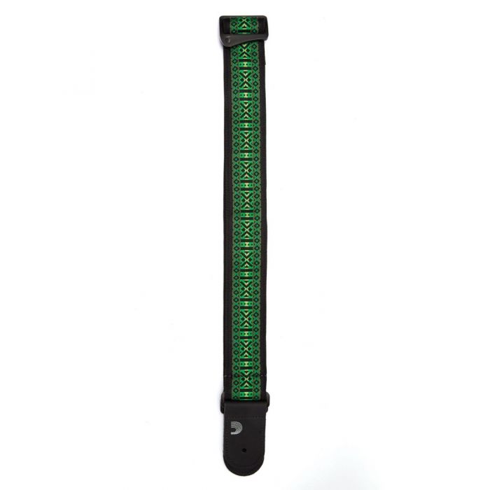 Full Length View of D'Addario 2" Woven Guitar Strap Monterey 3 in Green
