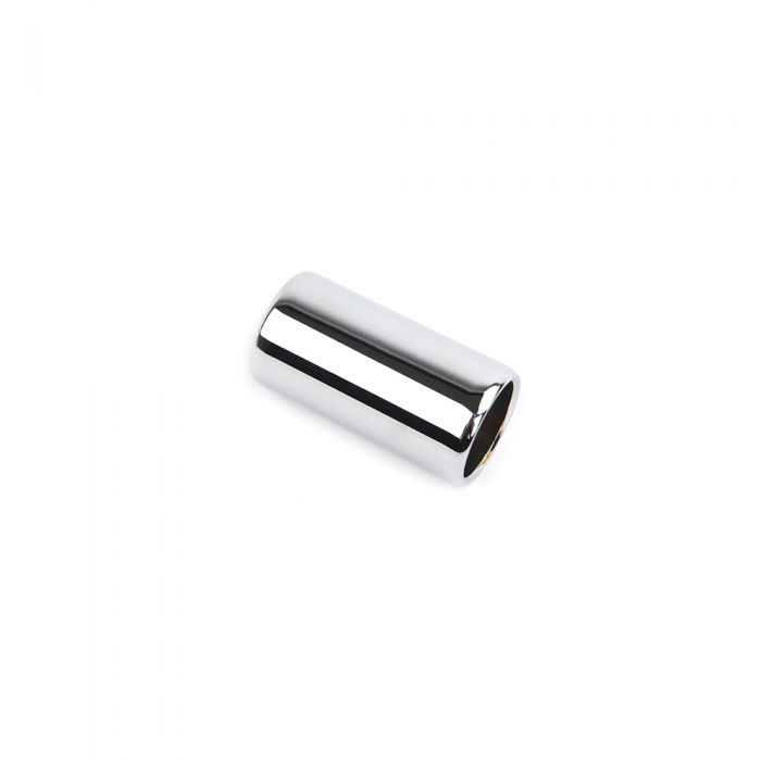 Angled Side View of D'Addario Chrome-Plated Brass Guitar Slide Small