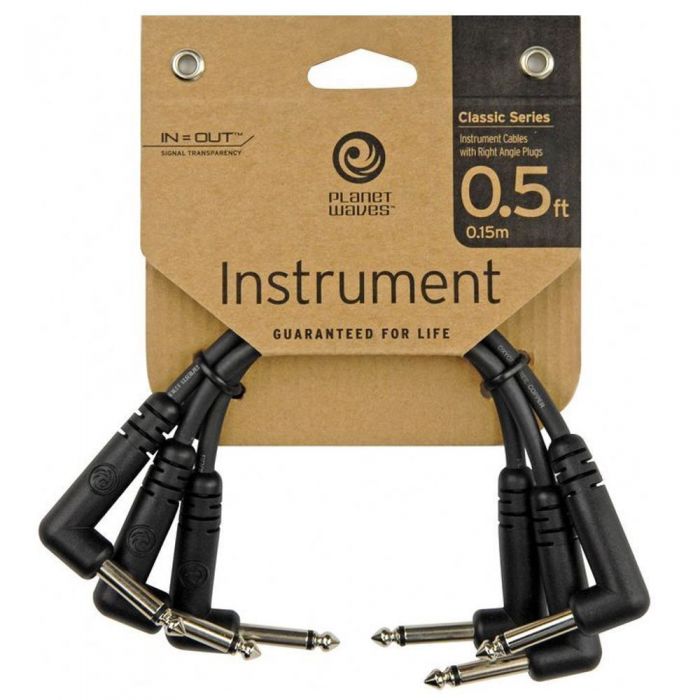 Front View D'Addario Classic Series Patch Cable 3 Pack in Package