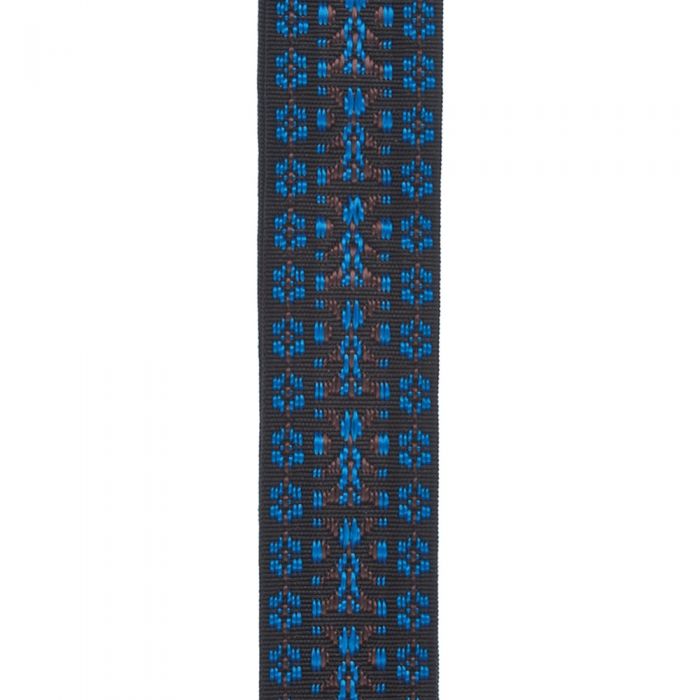 D'Addario Nylon Woven Guitar Strap, Hootenanny Blue/Black Zoom Detail