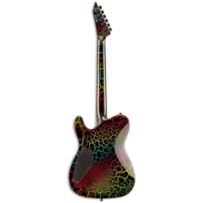 Rear view of an ESP LTD Eclipse 87 NT Electric Guitar, Rainbow Crackle