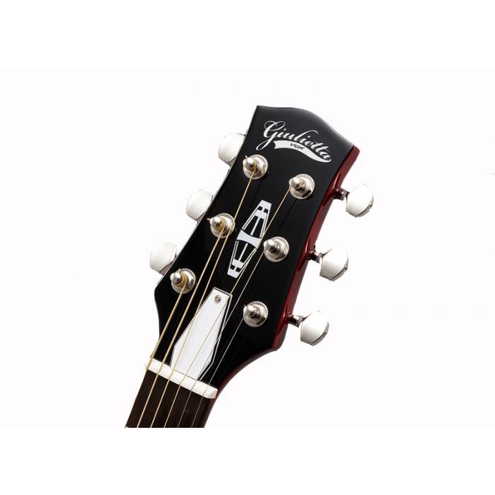Front Headstock View of VOX Giulietta Archtop Guitar With AEROS-D System Trans Black