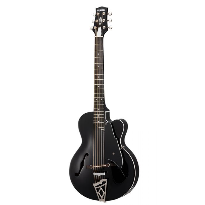 Front View of VOX Giulietta Archtop Guitar With Super Capacitor Pickup Trans Black